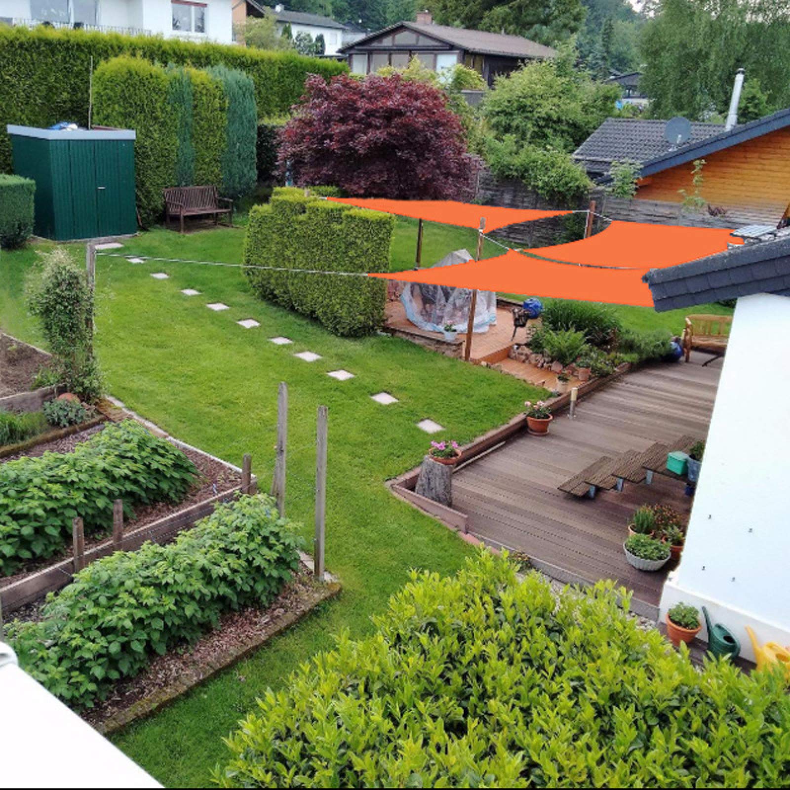 KUAW Sonnensegel Dreieckig 5.5x5.5x5.5m – Wasserdicht, Weiß, Mit Befestigungsset Für Balkon & Garten