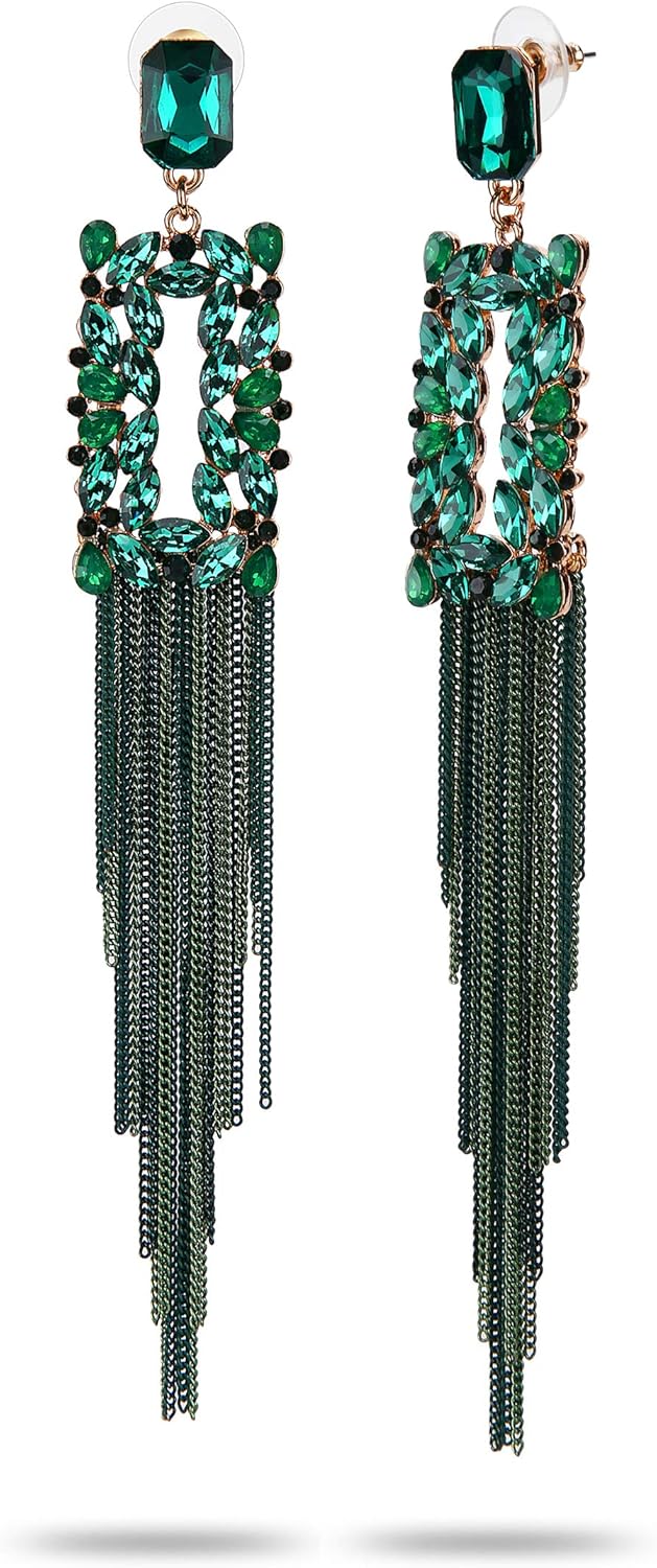 YouBella Jewellery Earings for women Crystal Tassel Handmade Earrings for Girls and Women, One Size, Crystal, No Gemstone