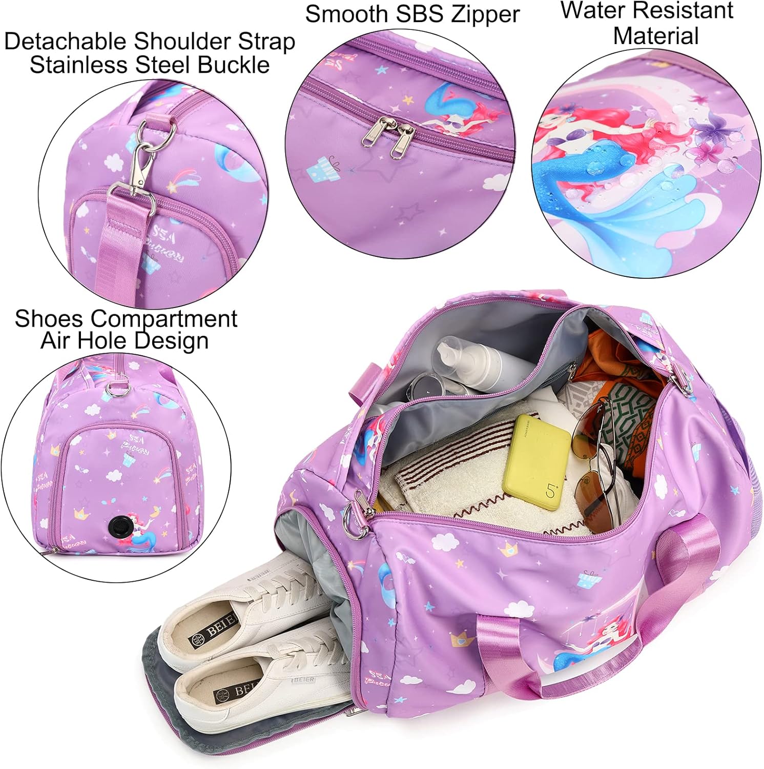 Dance Bag for Girls Duffle Gymnastics Gym Overnight Travel Sports Ballet Bags Weekender Sleepover Carry On Bag with Shoes Compartment