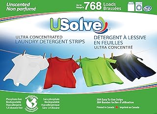 USolve Laundry Detergent Strips/Sheets, Hypoallergenic For Sensitive Skin, Eco-Friendly, Ultra Concentrated Super Bundle (384 Count/up to 768 Loads), Unscented