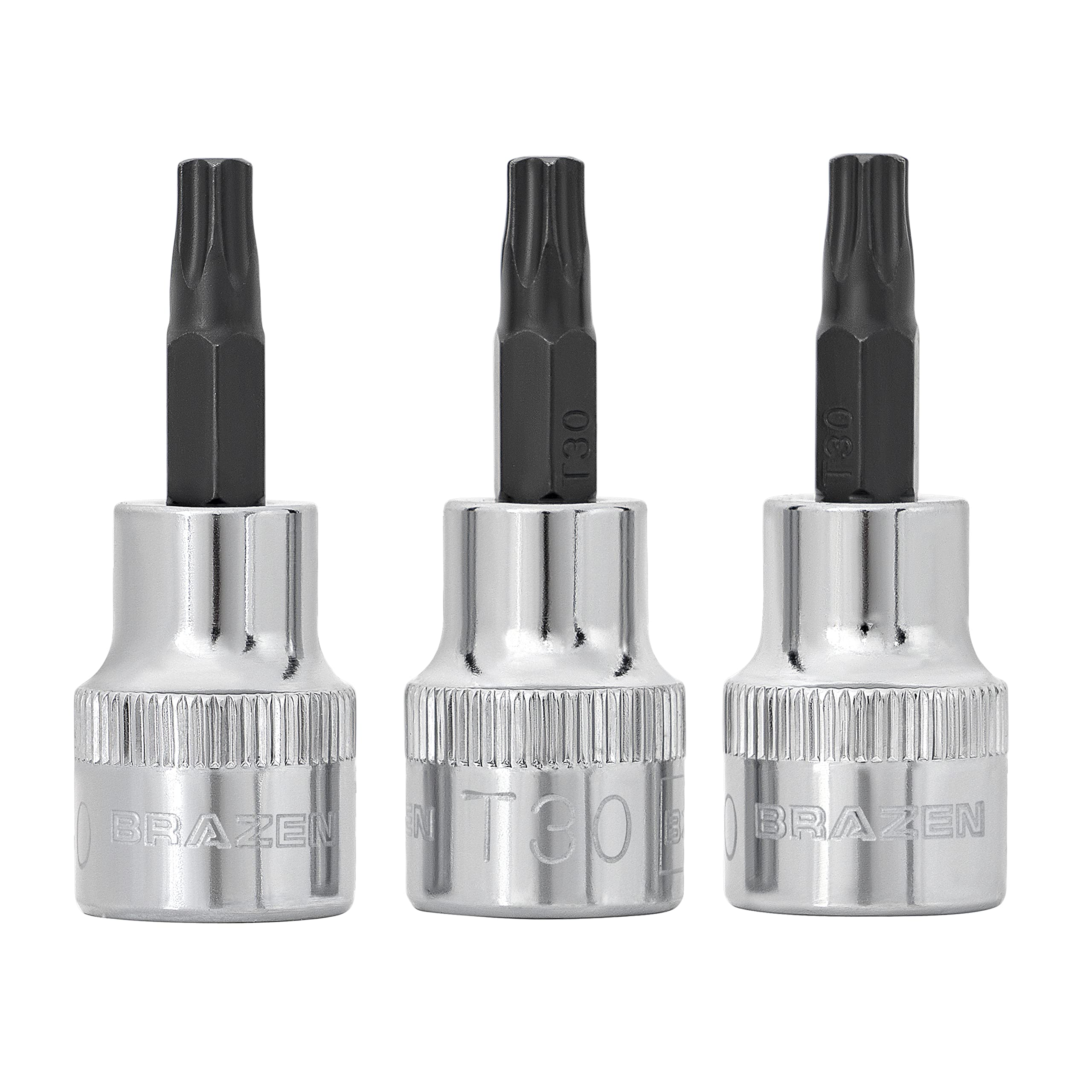 BRAZEN T30 Torx/Star Drive Socket Three Pack (3/8" Drive, Short)