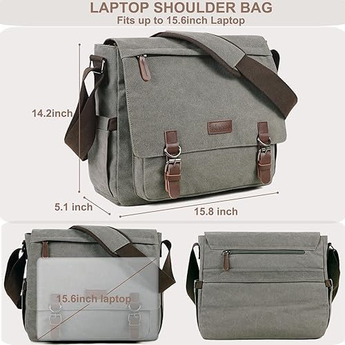 Miniatura 9 de Bolso bandolera de lona para hombres y mujeres bolsa de hombro de viaje de 156 pulgadas bolsa para laptop de negocios Negro, Azul / Patchwork,