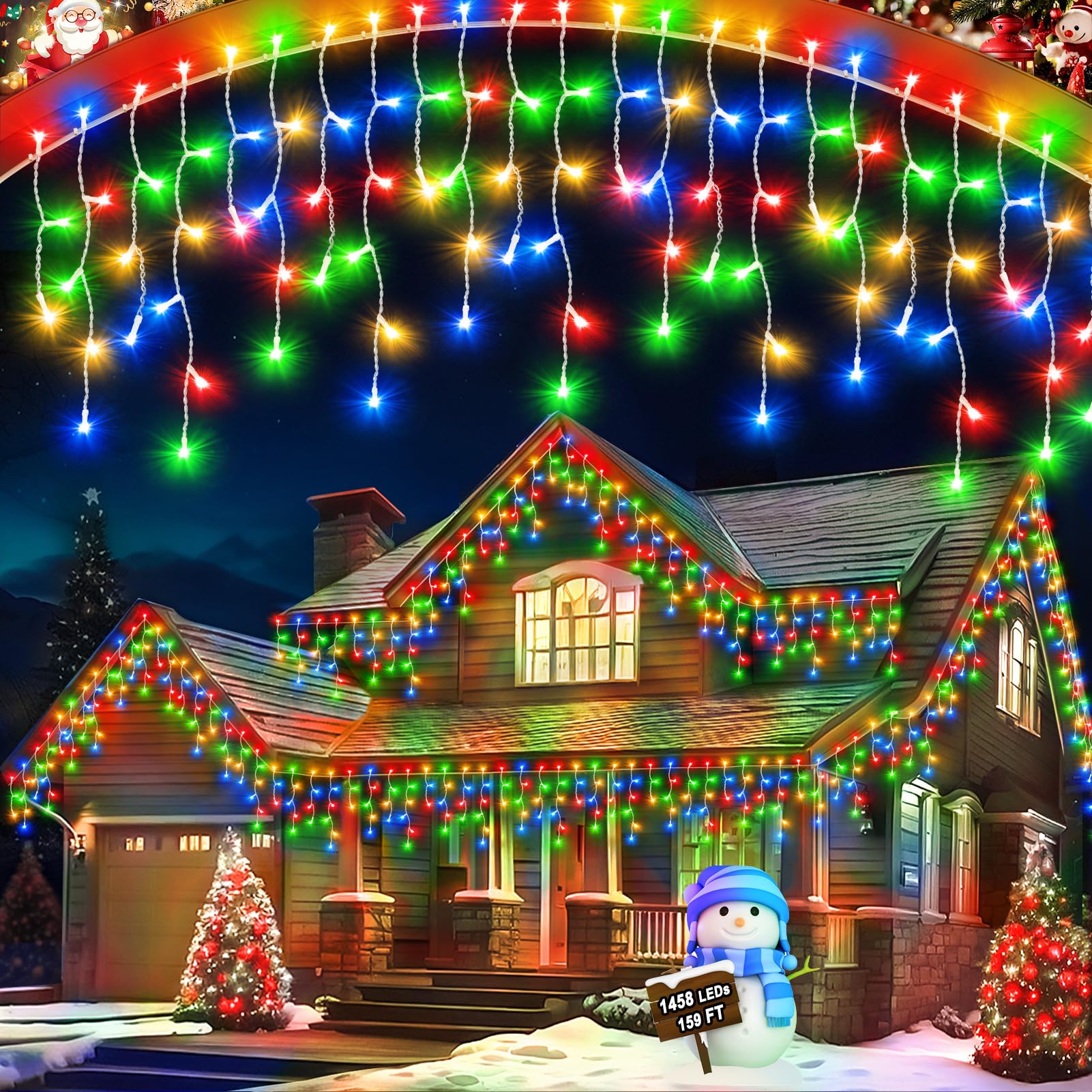 JIXXULVU 159 FT Christmas Lights Outdoor, 1458 LED Waterproof