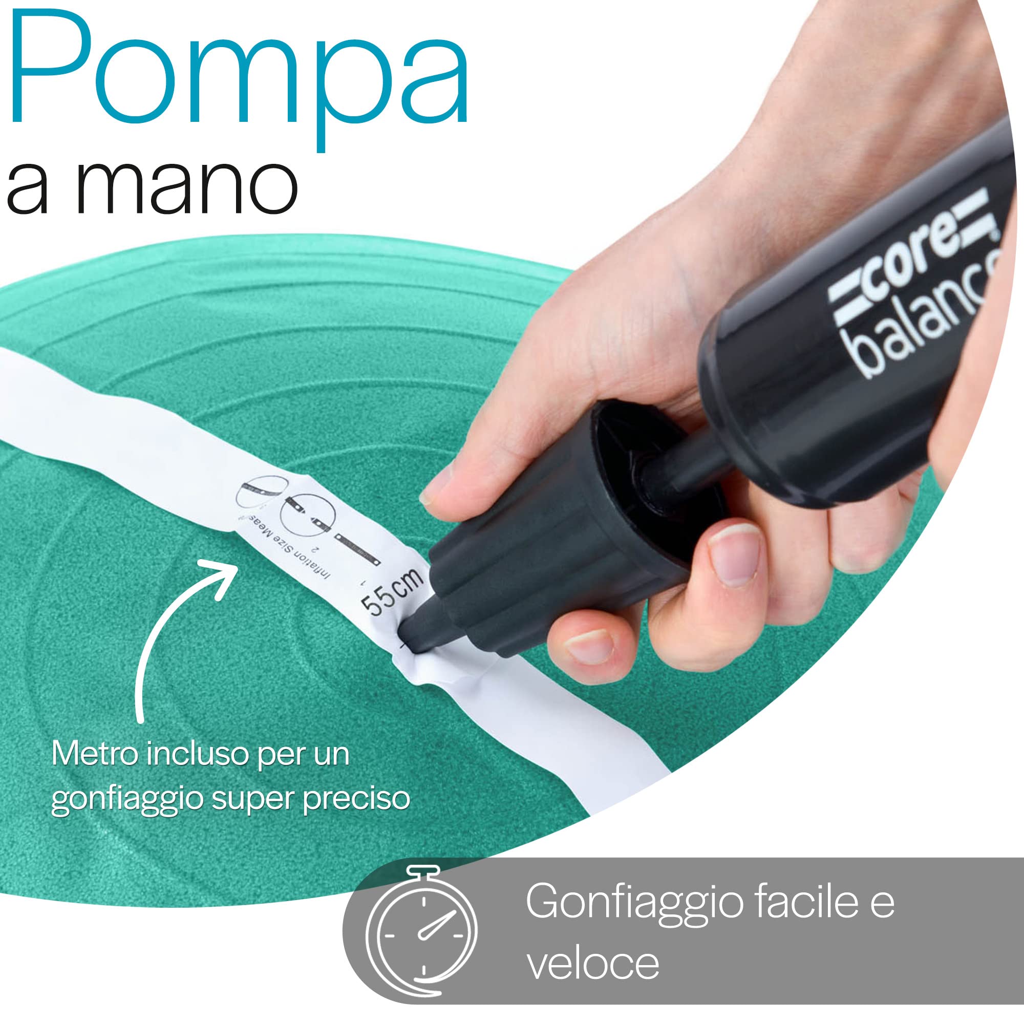 Core Balance Gym Ball- Palla da Palestra in Materiale Resistente- Esercizi Fitness Yoga Gravidanza -Anti Scoppio- Anti Scivolo- 55cm 65cm 75cm 85cm- Pompa rimozione Inclusi