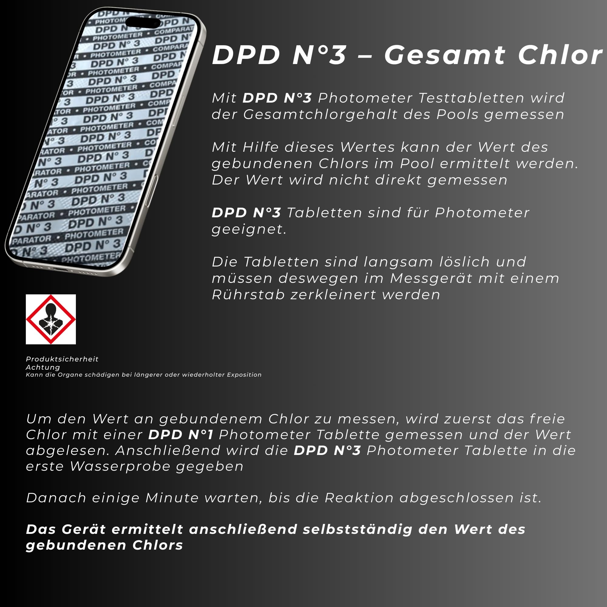 Lot De 50 Pastilles De Test DPD3 De PoolLab Pour Déterminer La Teneur En Chlore Dans L'eau De La Piscine - Convient également Pour D'autres Photomètres Portatifs