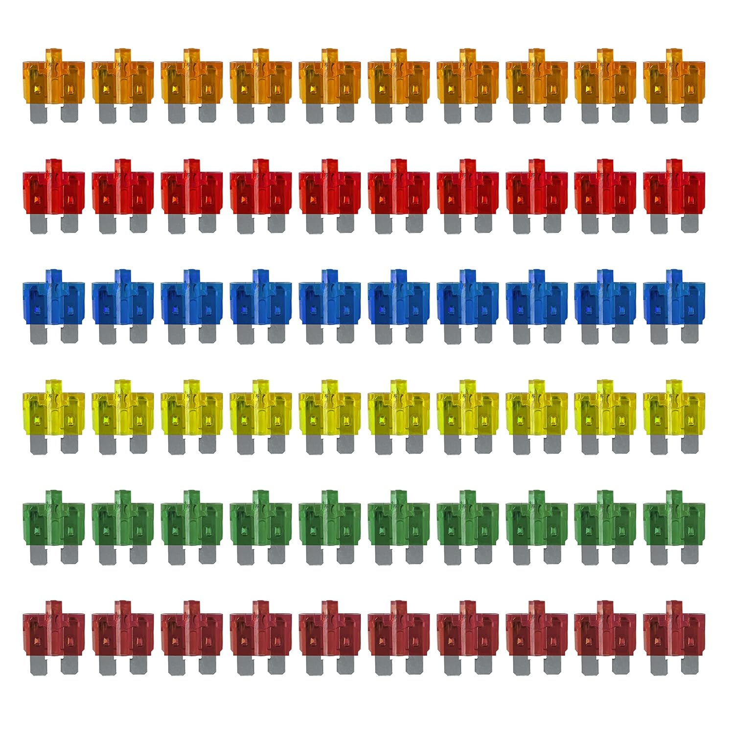 MGI SpeedWare 60pcs LED Blade Fuse Assortment, Smart Glow, 5A 10A 15A 20A 30A 40A, ATO/ATC 12vDC Automotive Protection (with LED Indicator)