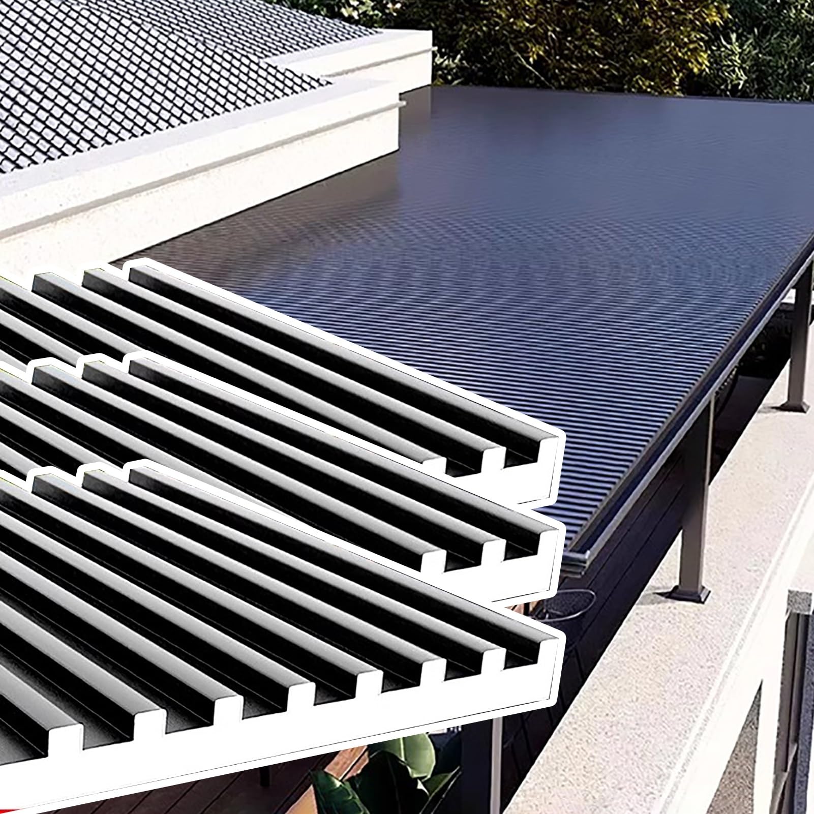 Chapa Tejado Paneles Aislantes para Techos de Aluminio, Láminas Onduladas para Techos, Revestimiento de Techo Decorativo para Invernaderos, Paneles para Techos de Pérgolas a Prueba de Agua(3pc,L 200m(