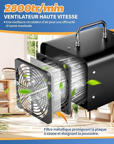 Générateur d'Ozone 60 000 mg/h Machine à Ozone Purification de l'Air O3 Destructeur d'odeurs Ozonateur Domestique ioniseur d'air avec Minuteur pour Voitures, Cuisine, Odeurs de Fumée, Animaux - 6