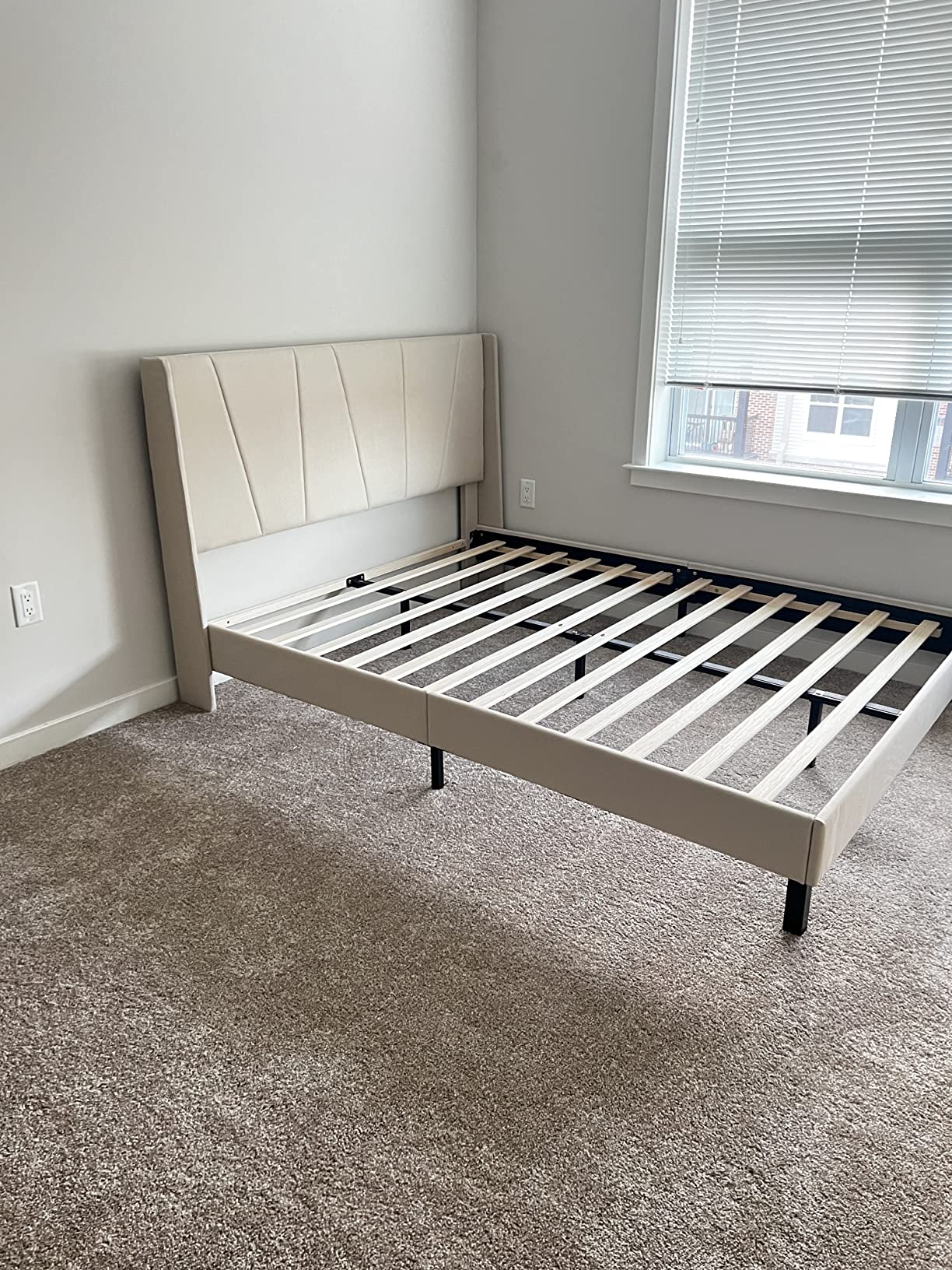 $25/mo - Finance Benevika Full Size Bed Frame with Modern Geometric ...