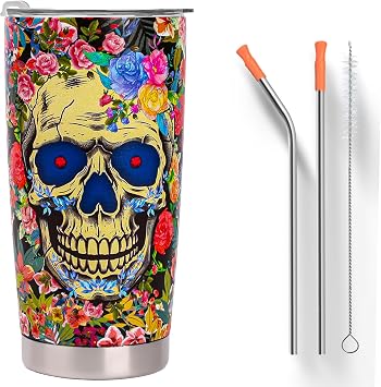 Horror Halloween Tumbler Cups-20 oz Stainless Steel Insulated horror Tumbler With Straw And Lid,for Halloween Enthusiasts,Spooky Friends,Haunted House Hosts