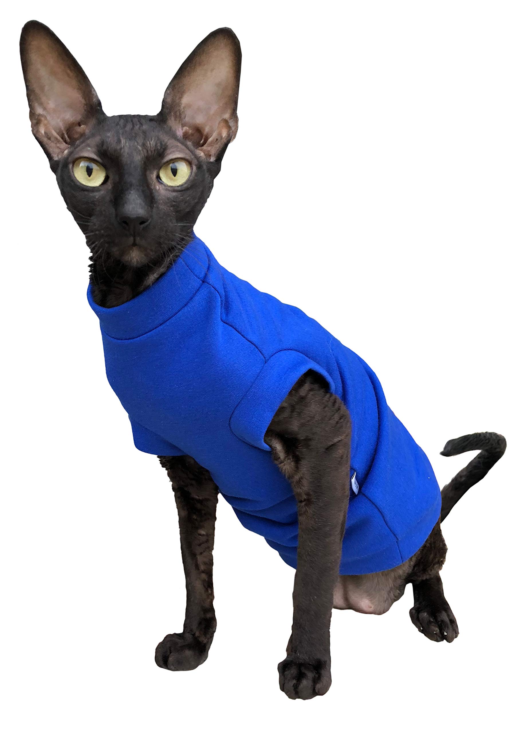 Col roulé chaud maxi pour chat bleu en taille L pour l'hiver