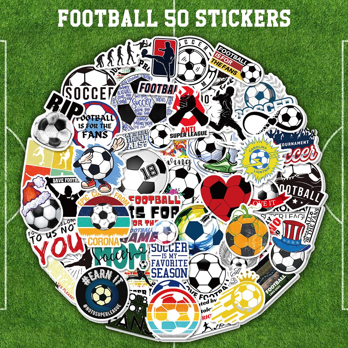 Amazon.co.jp: サッカー ステッカー 50枚セット Ver.2 PVC 防水 シール
