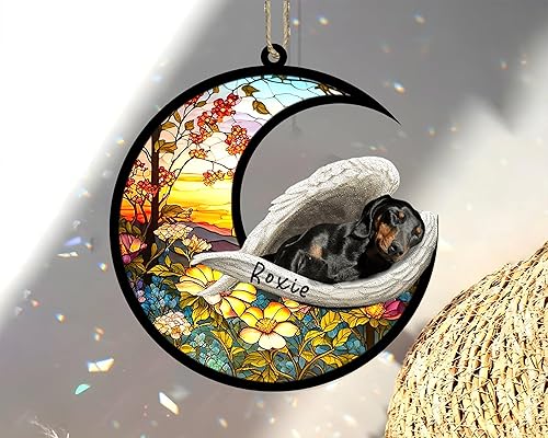 Miniatura 613 de Chow Chow Dog Memorial Suncatcher, adorno de Navidad Chow Chow con nombre, atrapador de pérdida de mascotas, regalos para los amantes de los perros