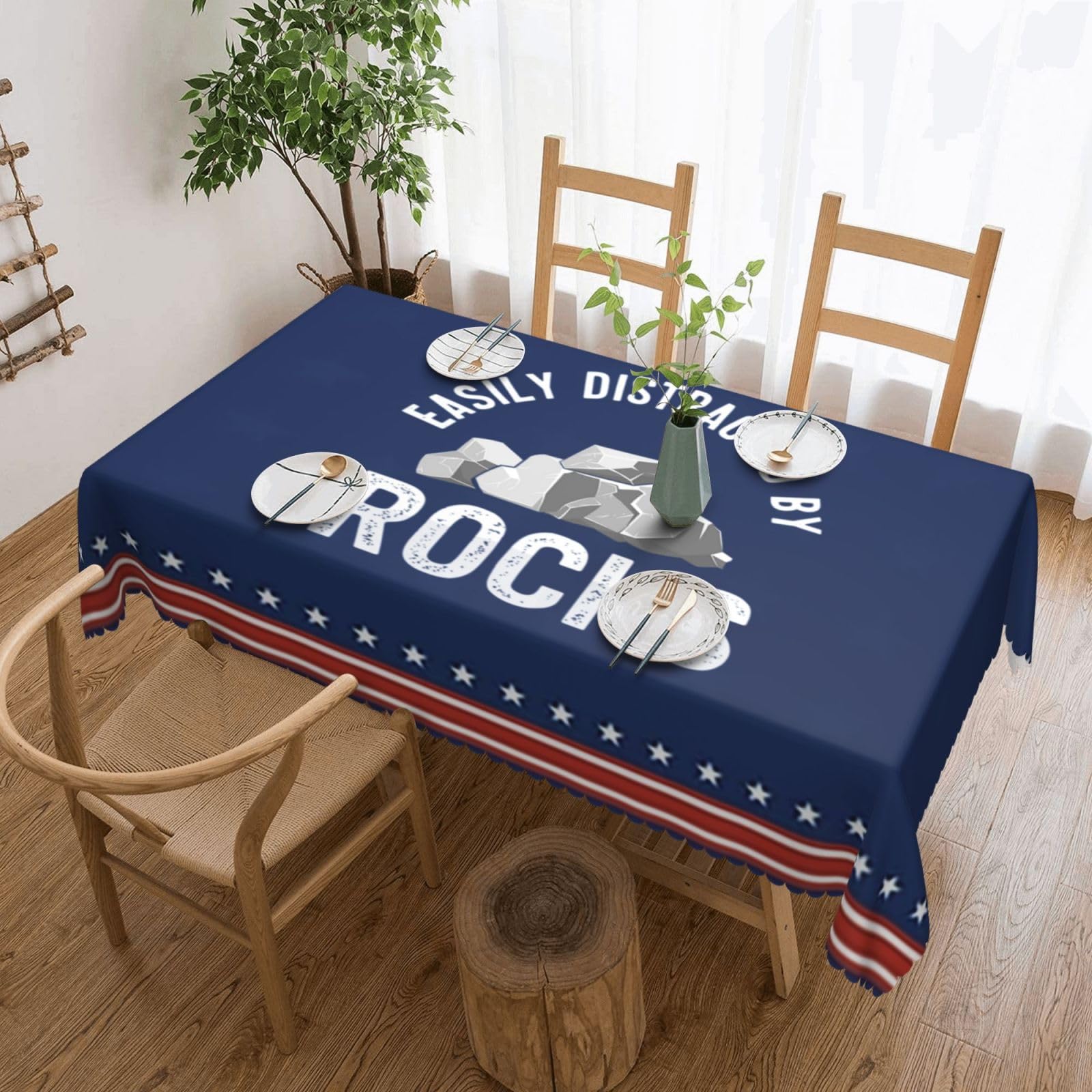 SMAZDFXX Easily Distracted by Rocks 54 x 72in Table Cloth,Polyester Rectangle Tablecloth for Kitchen Dining Camping Decorative and Buffet Parties Table Cover