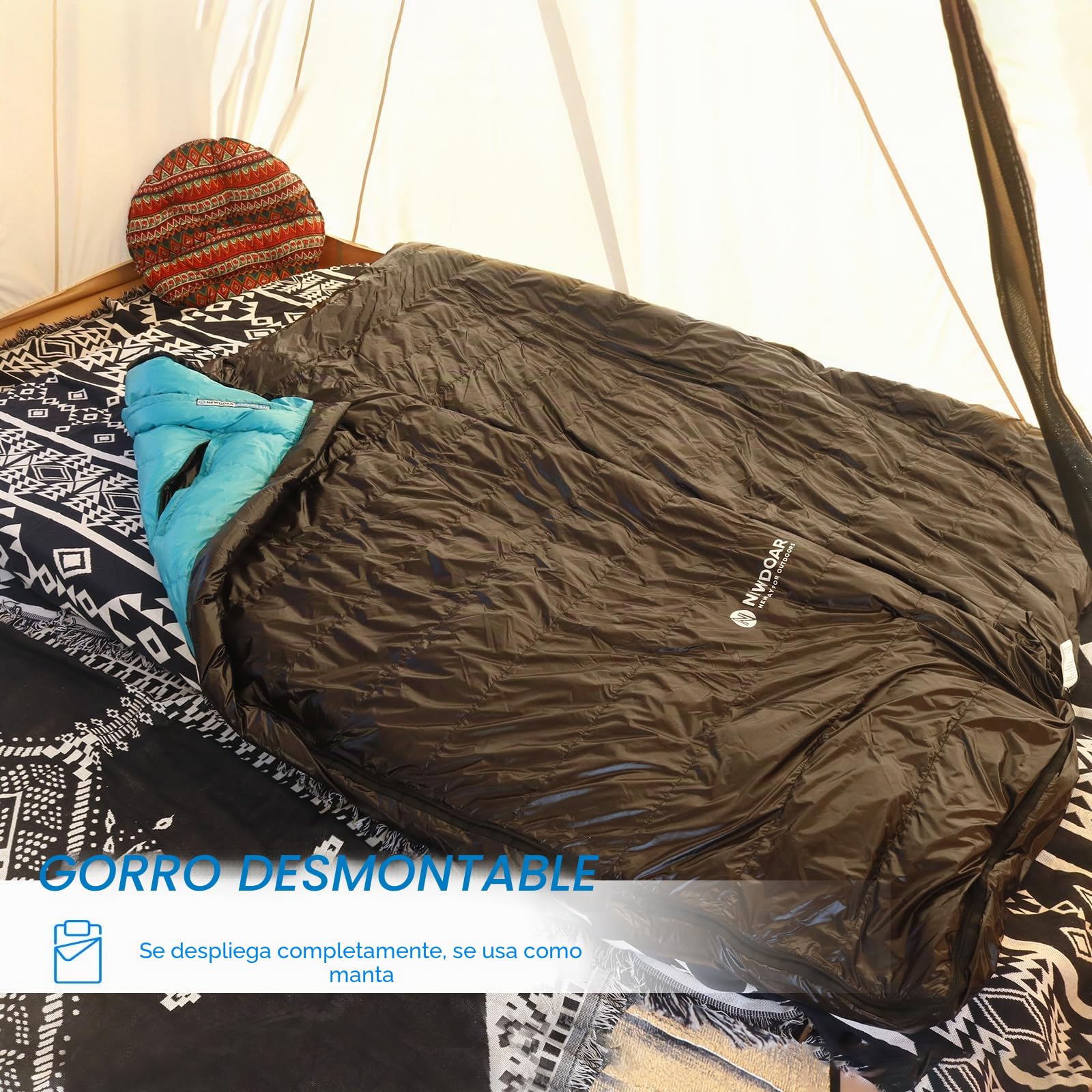 NewDoar Saco de dormir ultraligero para camping, 800 FP, plumón de pato blanco, ultra compacto, forma de momia, primavera, verano, otoño, senderismo y tienda de campaña (ponible)
