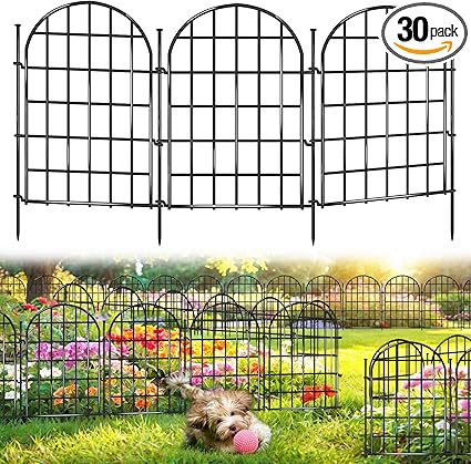 32.5 ft(L) x 22 in(H) Garden Fence, 30 Panels Arched No Dig Fence, Decorative Animal Barrier Fencing with Ground Stake, Rustproof Metal Garden Edging Border for Dog, Rabbit, Outdoor Yard Patio Decor