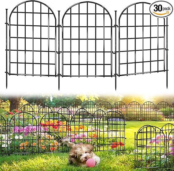 32.5 ft(L) x 22 in(H) Garden Fence, 30 Panels Arched No Dig Fence, Decorative Animal Barrier Fencing with Ground Stake, Rustproof Metal Garden Edging Border for Dog, Rabbit, Outdoor Yard Patio Decor
