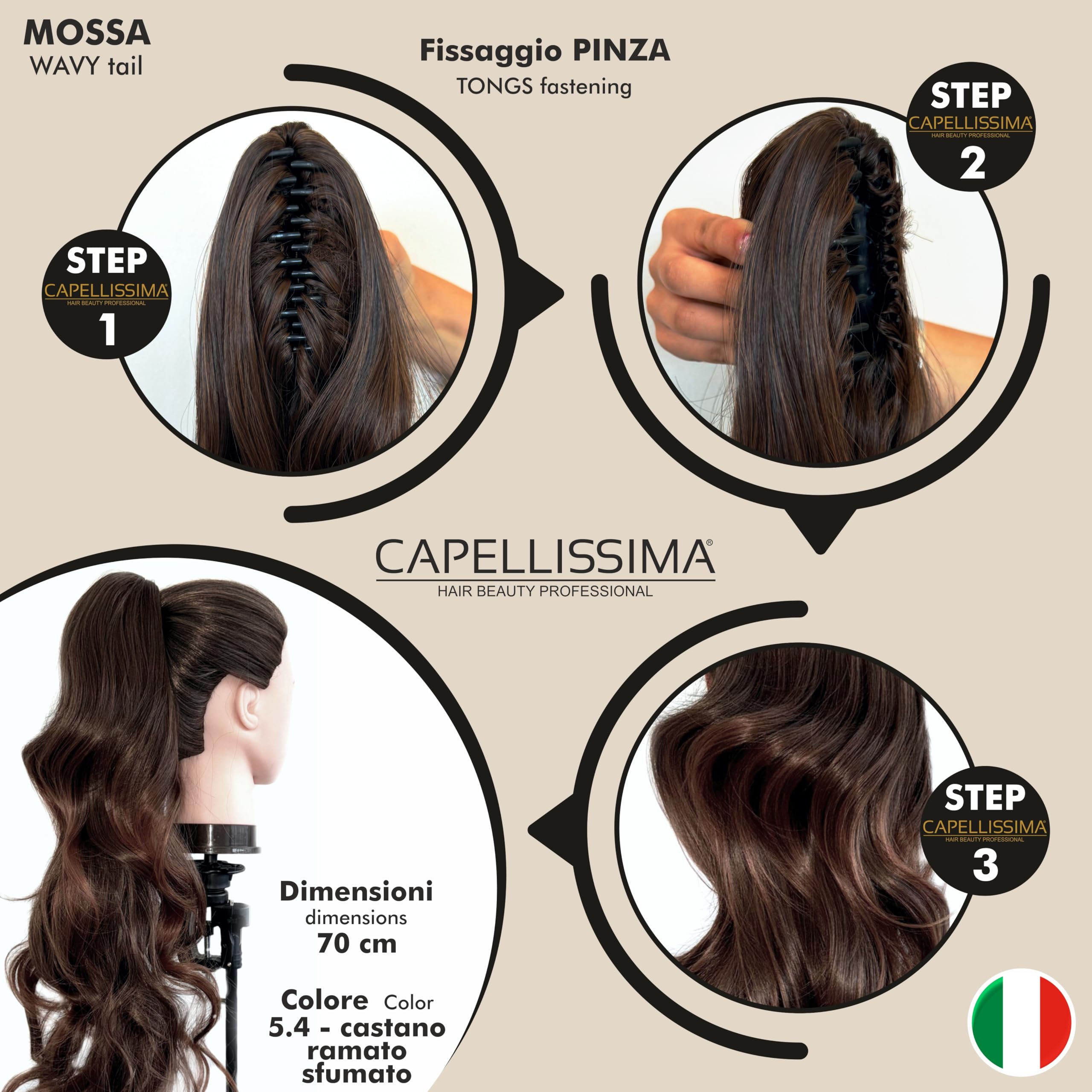 Hair Tail Exstension Brown Ombre Copper Brown Natural Effect Hairpieces for Hair Wavy and Wavy Ponytail - Image 4