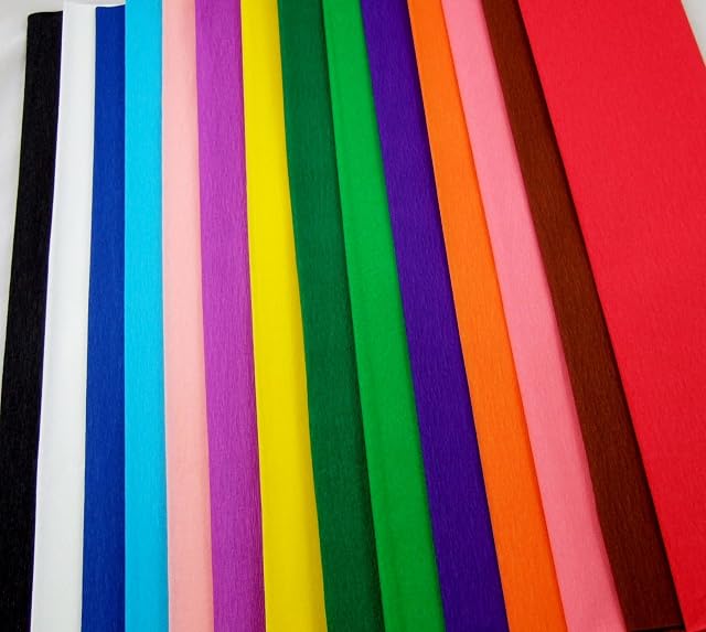 Top Quality Crepe Paper 15 Vibrant Colours per pack. Crepe Paper Folds (sheets) Handy size -150cm x 50cm each fold by Clikkabox
