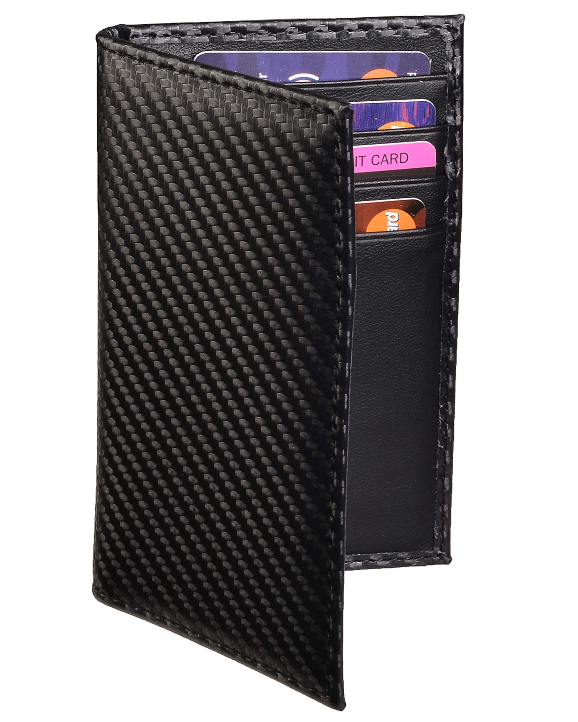 YUHAN PRETTY Slim Thin ID/Credit Card Holder RFID Genuine Leather Bifold Front Pocket Wallet