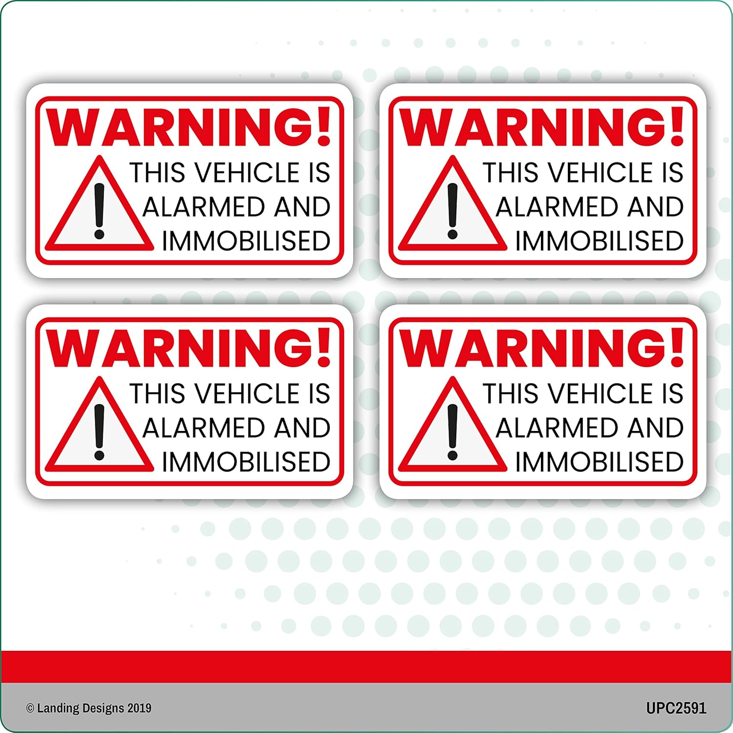 Landing Designs 4 x WARNING THIS VEHICLE IS ALARMED AND IMMOBILISED CAR