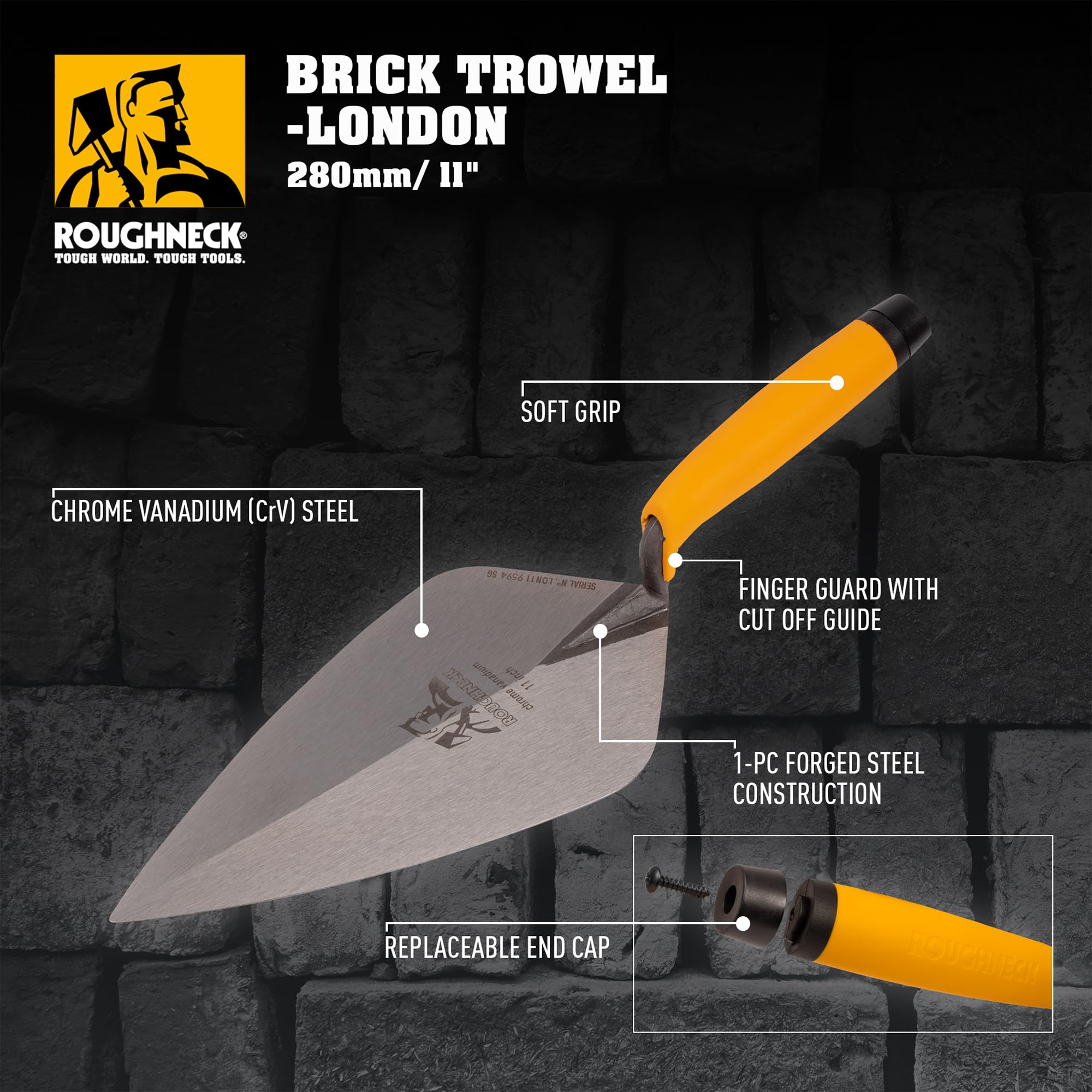 ROUGHNECK® ROU51011 London - Paleta de ladrillo con patrón de 280 mm