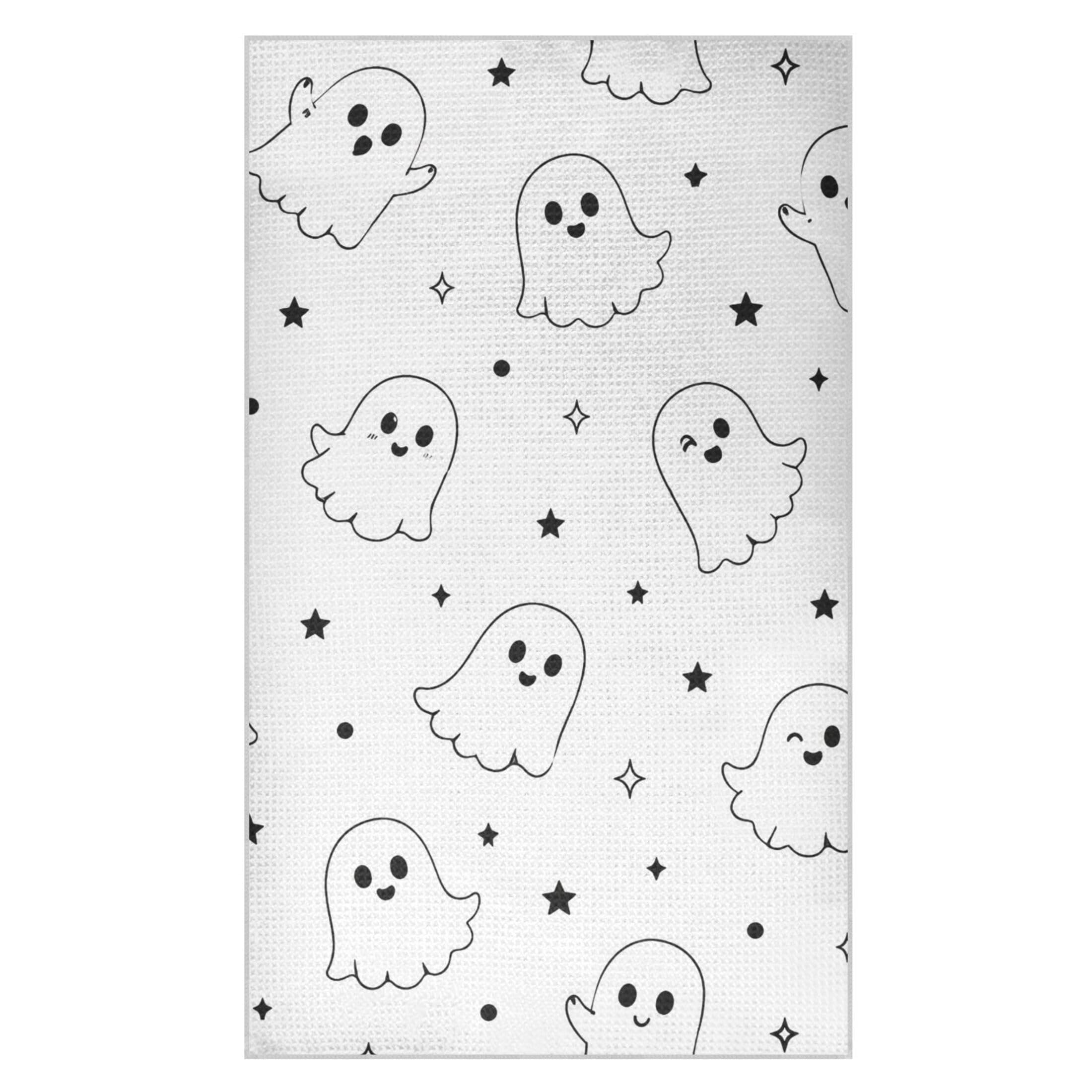 Kutsu Ghosts Waffle Weave Kitchen Towels Absorbent Quick Drying Dish Towels for Kitchen, Decorative Tea Towel, 18x30 in