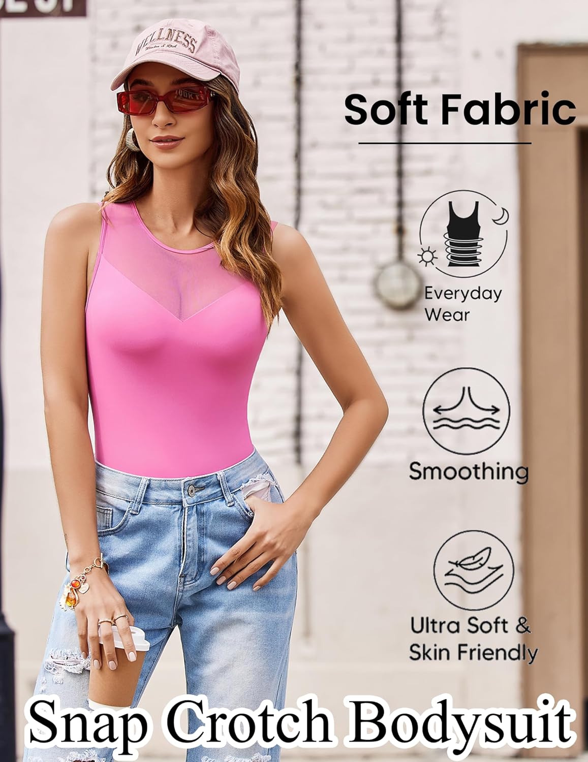 Avidlove Bodysuits for Women Summer Tops Mesh Crew Neck Leotards Shirts Sleeveless Going Out Bodysuit Tops - Image 6