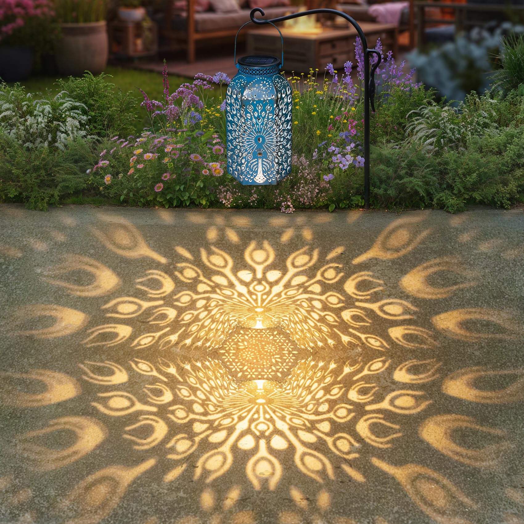 Lanterne solari per esterni, impermeabili, a forma di pavone, grandi luci da tavolo a energia solare, ideali come regalo per giardinaggio, arte del cortile, esterni, patio, compleanno, festa della