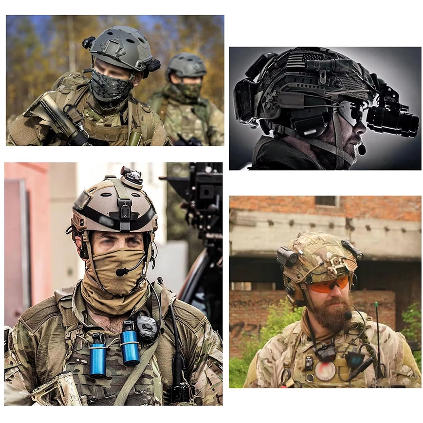 WLXW Casque Tactique CS avec Vision Nocturne, Casque Communication, Support Nylon L4G24, for Paintball, Airsoft, Tir, Cosplay
