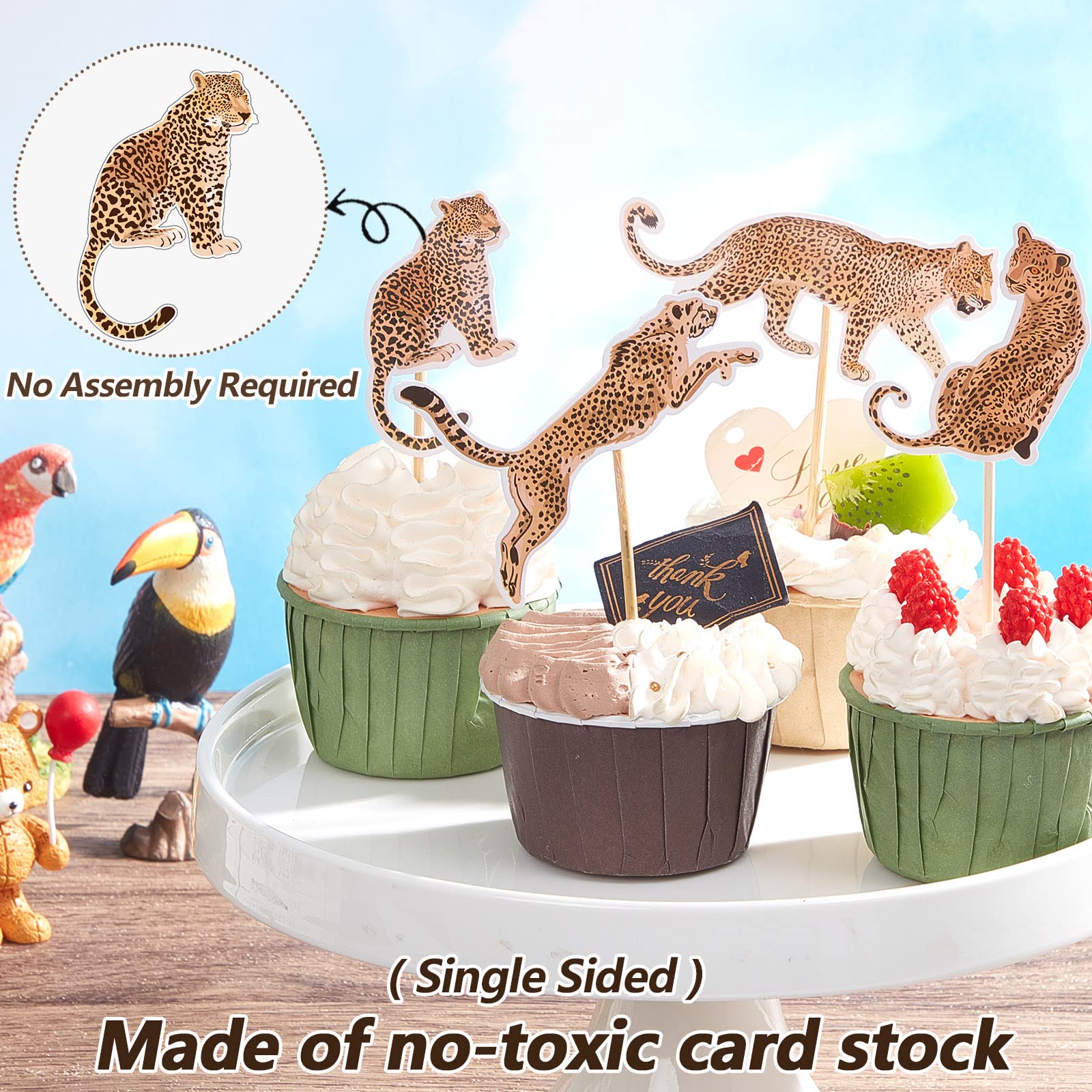 Snapklik 33 Pcs Cheetah Cake Topper Cheetah Cupcake Topper snapklik-33-pcs-cheetah-cake-topper-cheetah-cupcake-topper