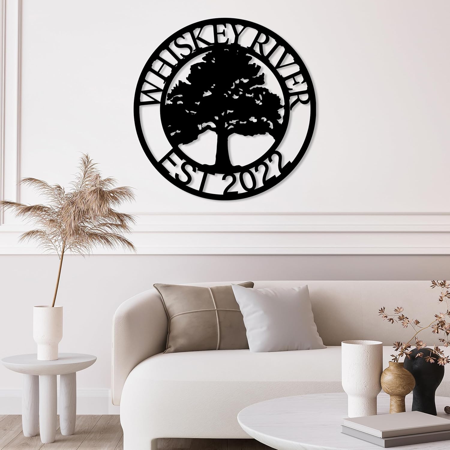Personalized Tree of Life Metal Wall Art, Custom Family Tree Wall Decor, Split Letter Monogram, Custom Metal Signs Indoor or Outdoor, Large Metal Tree Home Decor, Housewarming Gift