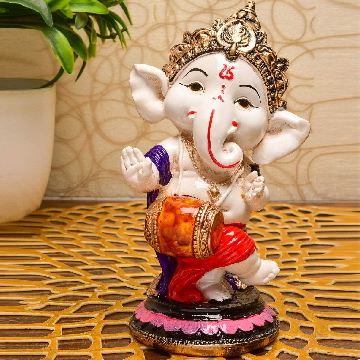 Karigaari India Handcrafted Polyresin Eco Friendly Lord Ganesha Ganpati Idol Figurine Lord Ganesha Statue for Home Decoration (Multicolor) image 2
