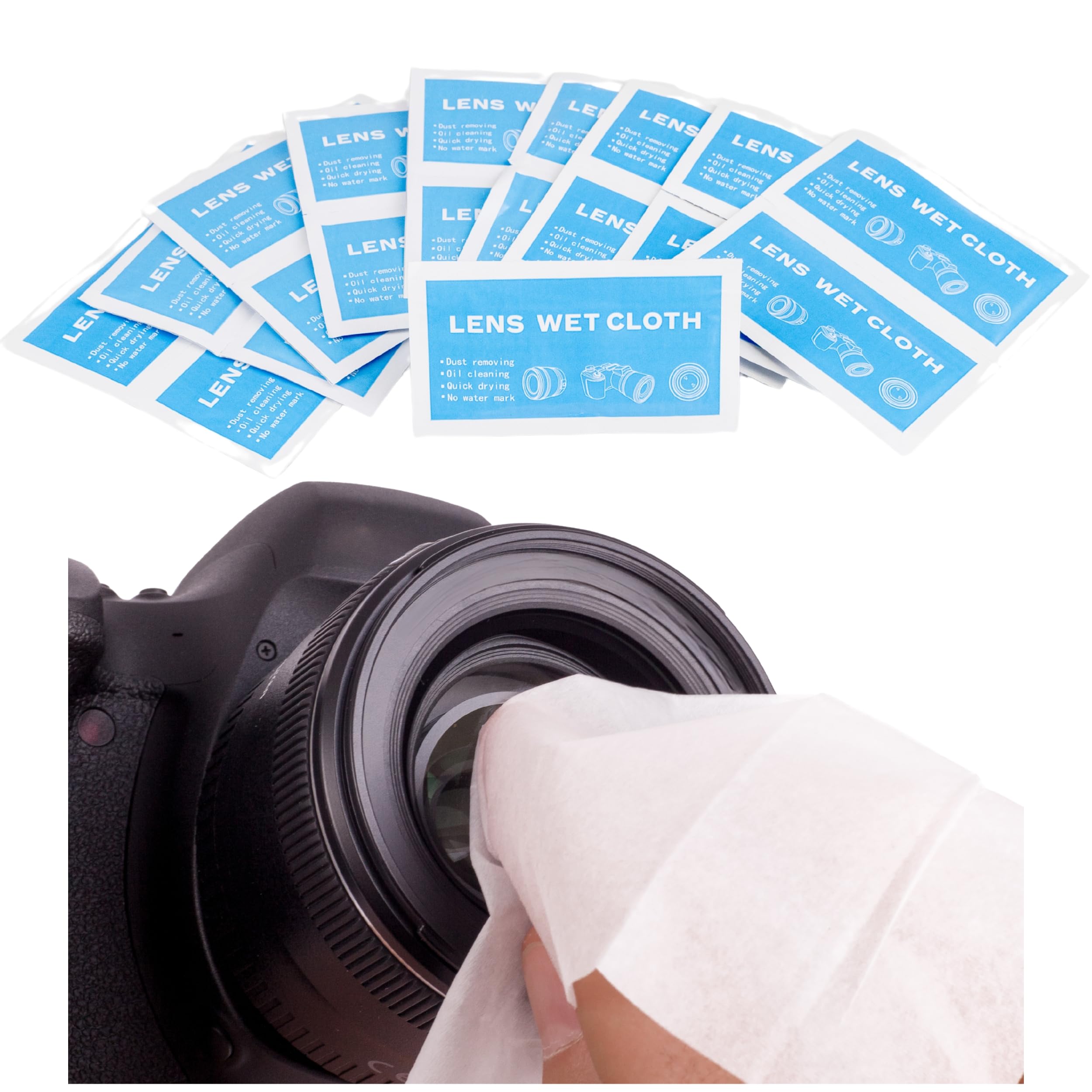 Lens-Aid Mokre ściereczki do czyszczenia soczewek, wyświetlacza telefonu komórkowego, okularów, tabletów – 20 sztuk do szybkiego i dokładnego czyszczenia na mokro