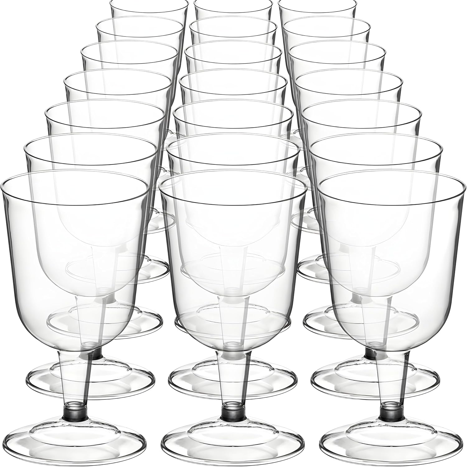 Bexter 18 Pack Disposable Plastic Wine Glasses – 6.3 oz Stemmed Clear Plastic Cups for Wine, Champagne, or Cocktails – Elegant Drinkware for Outdoor Events, Parties, Weddings, Catering - Image 4