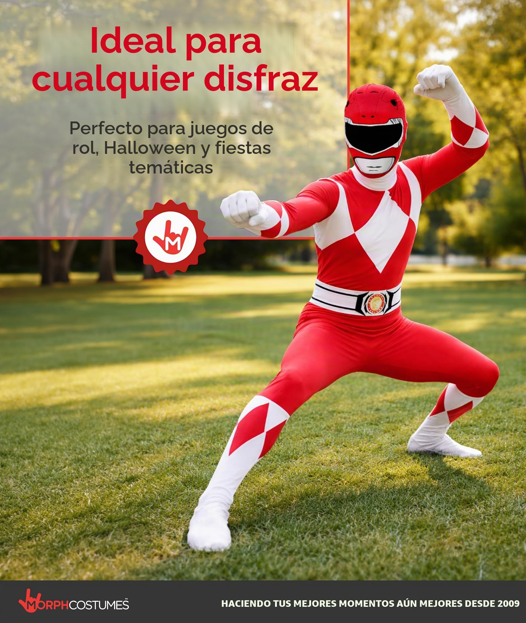 Morphsuits Disfraz Power Ranger Adulto, Disfraz Halloween Hombre