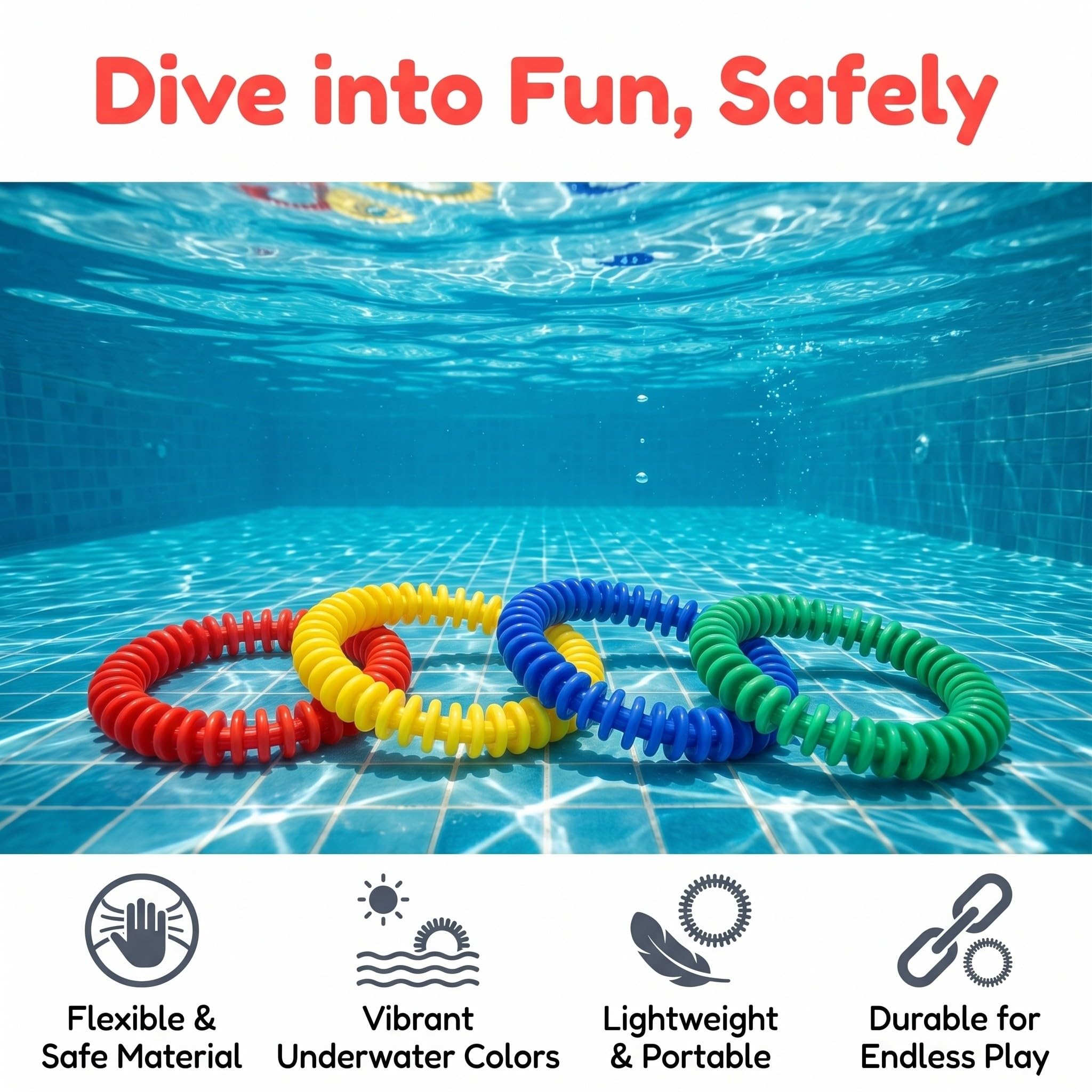 Abaodam 4 Anillos de Buceo, Juguetes de Entrenamiento Subacuático de