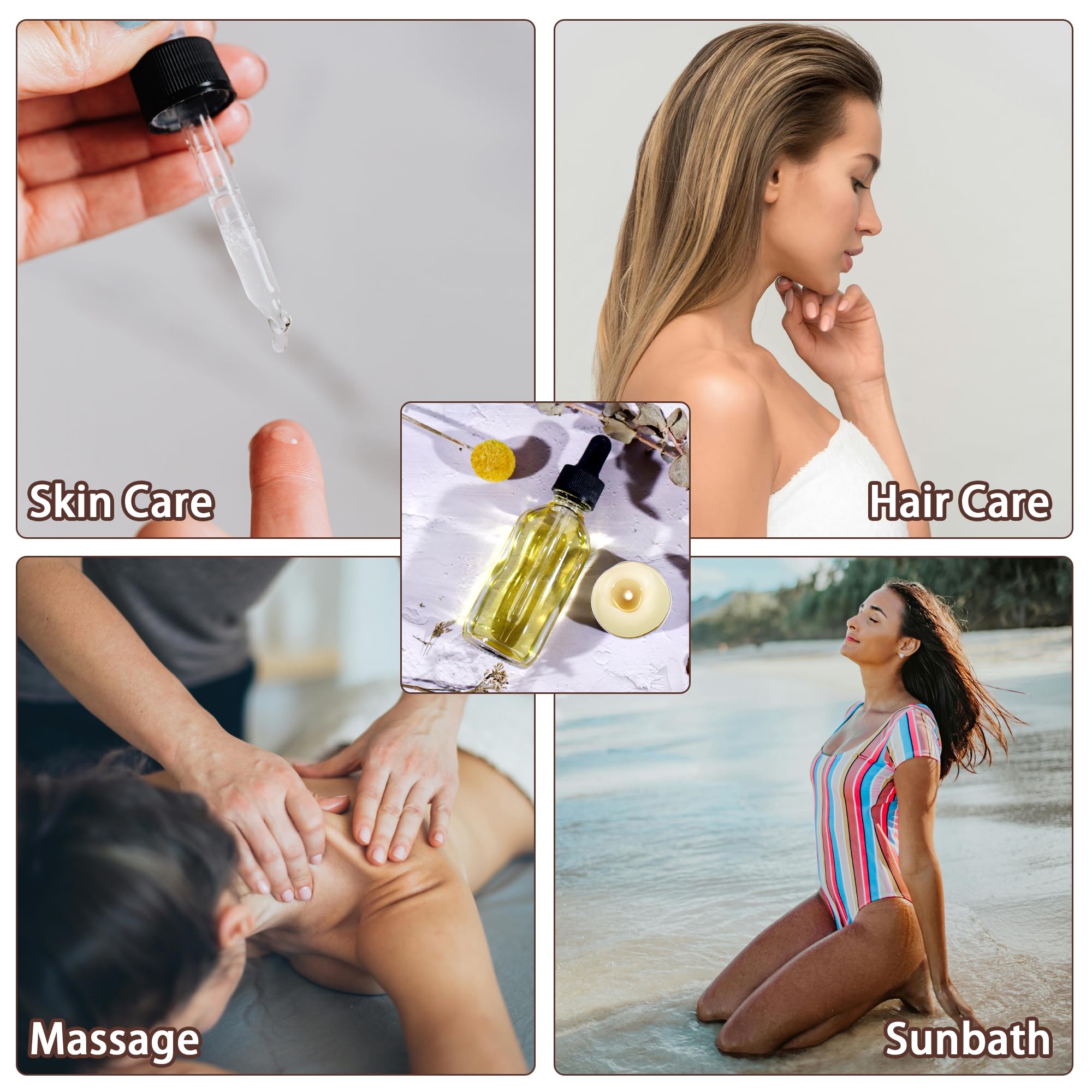Transparente Glasflaschen mit Glasaugentropfen für ätherische Öle, Parfüms und Laborchemikalien (Bürste, Trichter, 2 zusätzliche Pipetten, 54 Etiketten und 30 ml Messbecher, 57 ml, 48 Stück