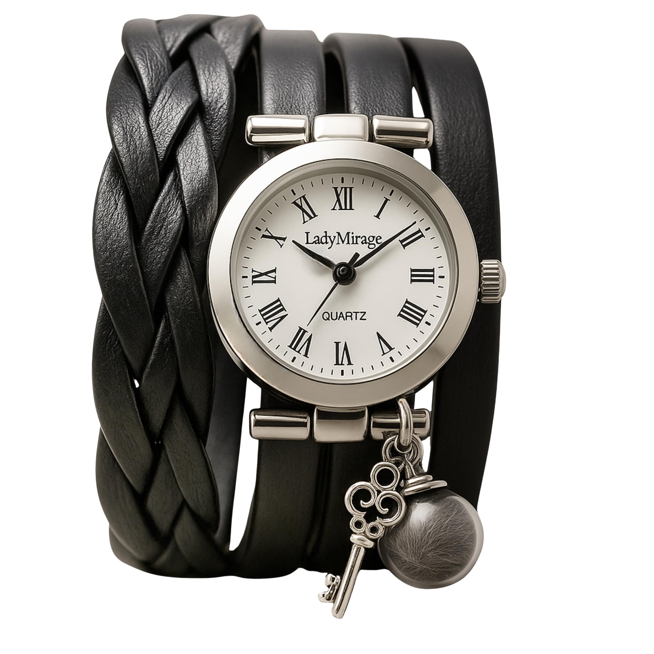 Lady Mirage - Echte Feder Echtleder Armbanduhr Damenuhr Wickeluhr - Geschenk für Sie - Handmade Geschenk - Geschenkidee für Freunden, Schwester, Geburtstag, Jahrestag, Weichnachten