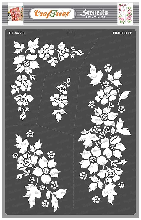 Floral Design Stencils - A Bunch of Blooms - Size: A4 - Floral Stencil for Wall Painting Home - Floral Stencils for Painting - Floral Stencils for Wall Painting - Large Floral Stencil