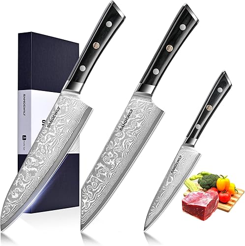 Miniatura 8 de Cuchillo japonés Santoku de 7 pulgadas  Cuchillo de chef de cocina ultra afilado 7Cr17Mov con funda, hoja de acero inoxidable de alto carbono, caja