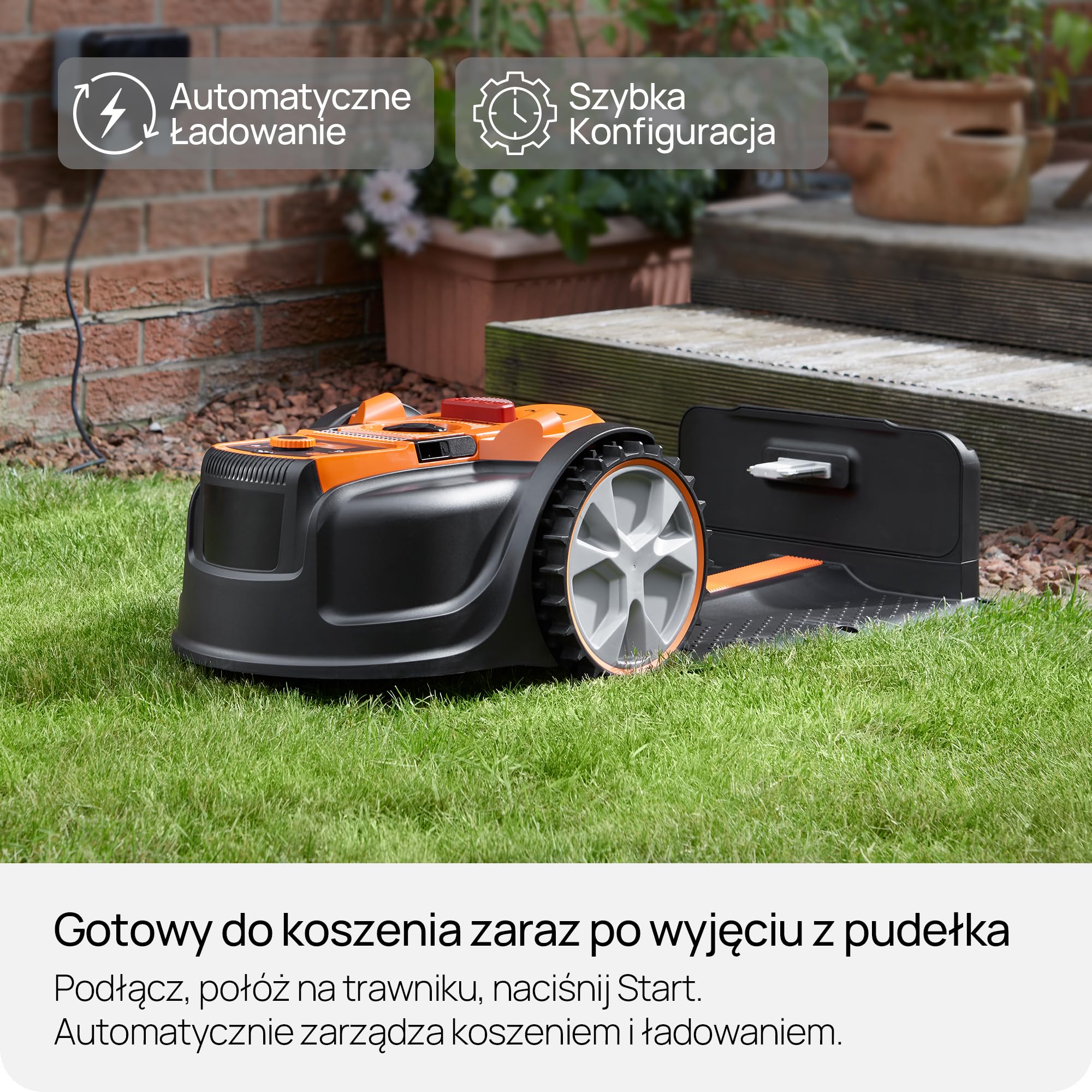 Lawnmaster AMB16i4 Plus kosiarka automatyczna, bez kabla ograniczającego do 600 m², unikanie przeszkód, nawigacja optyczna, automatyczna stacja ładująca, funkcja strefy zabronionej, aplikacja WiFi i