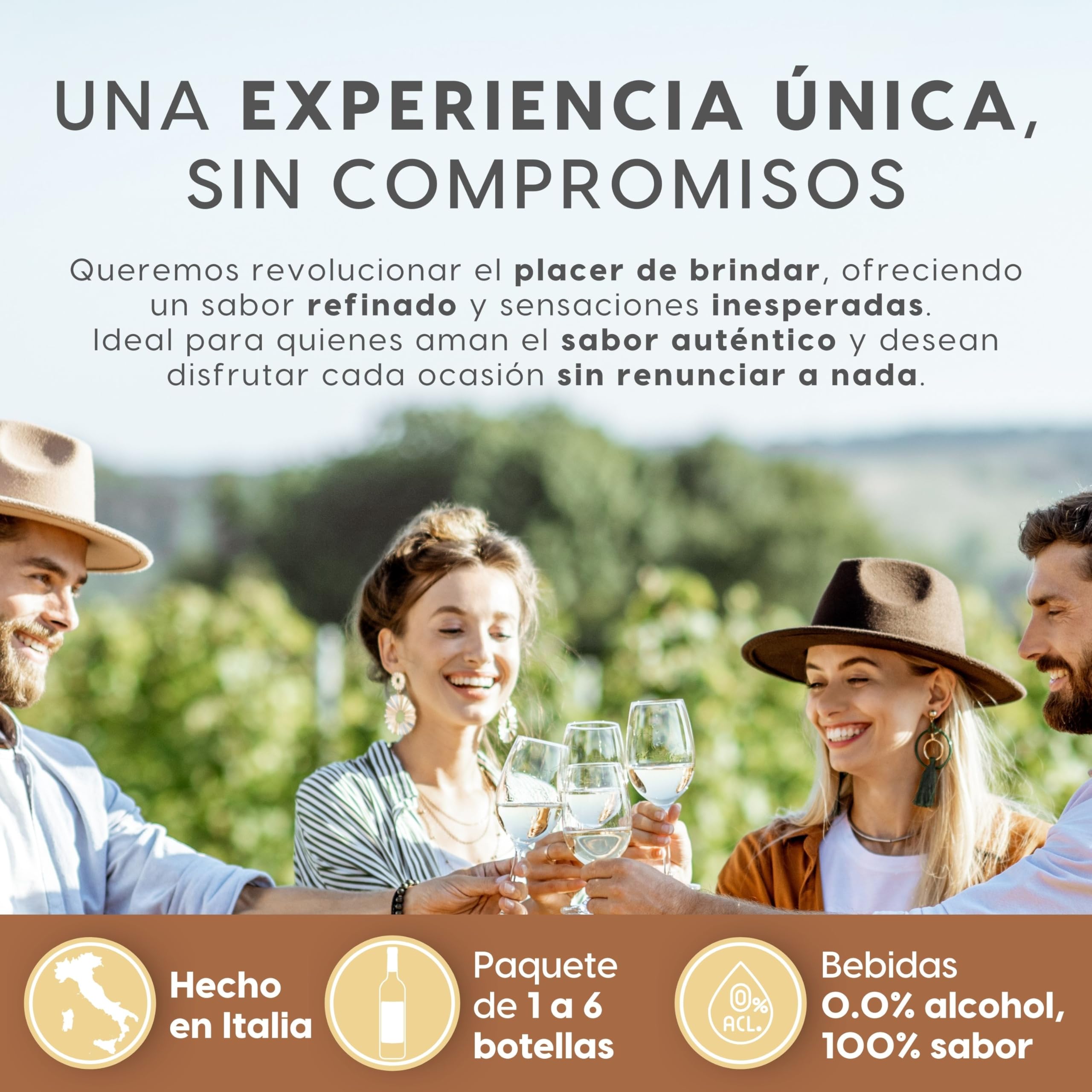 ALTERNATIVA Blanco Seco Espumoso Sin Alcohol 0.0% 6 Botellas de 750ml | Burbujeante Italiano Desalcoholizado Premium - Ideal para Celebraciones
