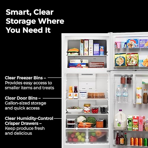 Miniatura 5 de Kenmore Refrigerador de montaje superior de 30 pulgadas con congelador, estantería ajustable, verduras controladas por humedad, iluminación LED,