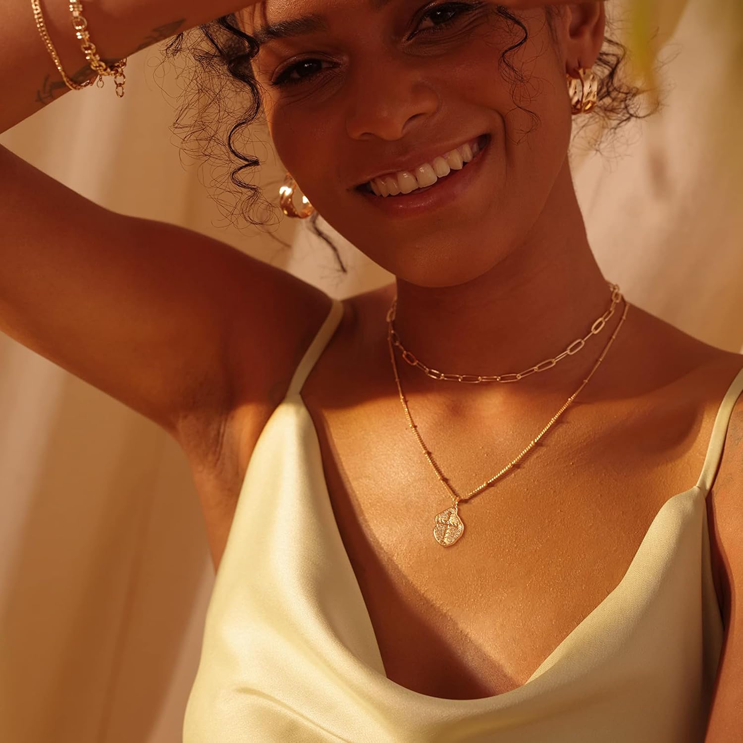 Fettero Cross Necklace Faith Pendant 14K Plated Dainty Chain Minimalist Simple Tiny God Lords Prayer Religious Jewelry - Image 2