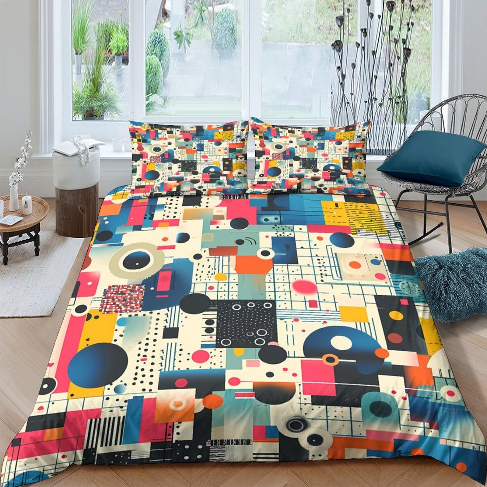 Ctjqhvkz Style-5 3D Printed Abstract Geometric Fitted Sheet Microfiber Soft Colorful Pattern Mattress Cover For Bedroom Guest Room Décor Single（135X200cm）