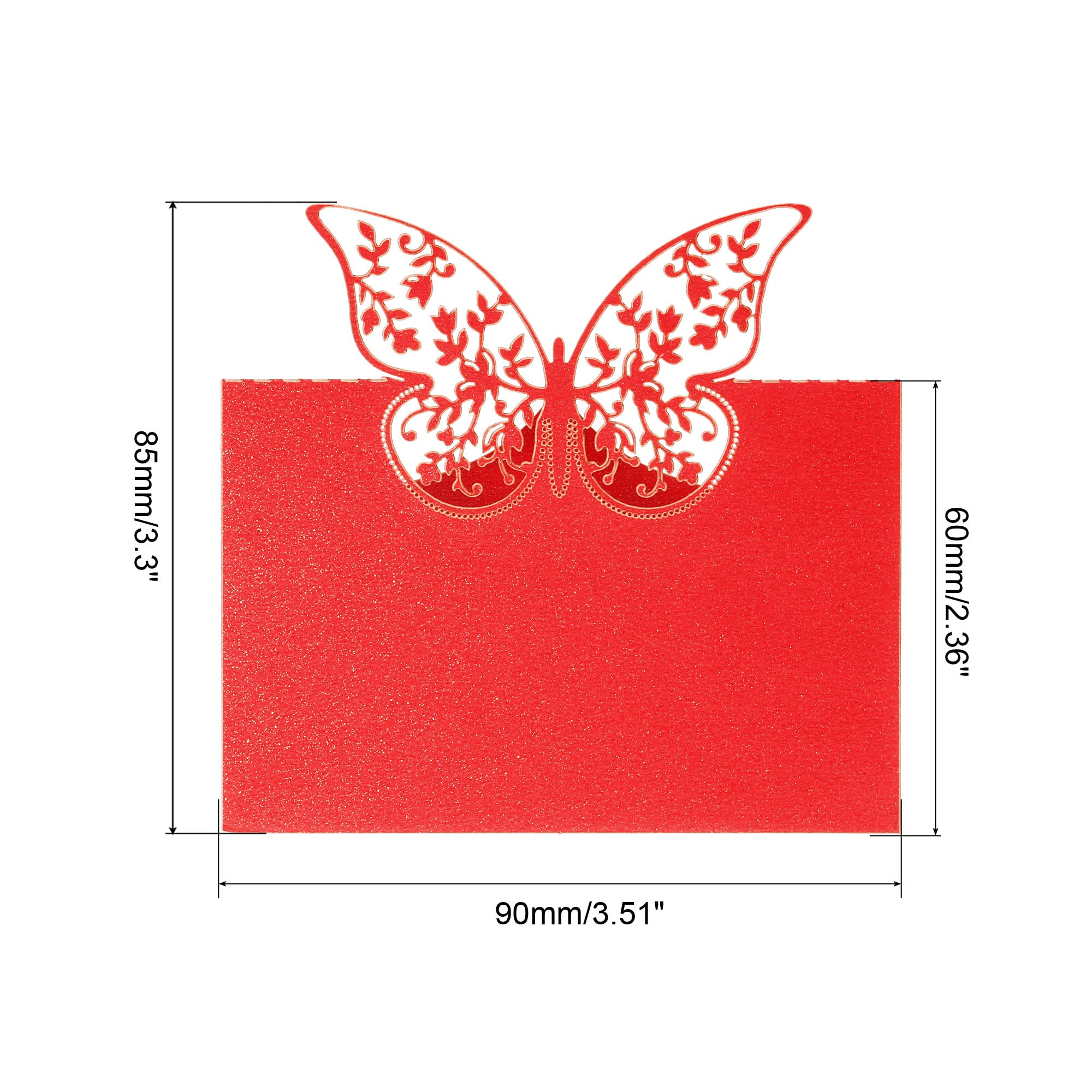 PATIKIL Table Name Place Cards,25Pcs 4.68 x 3.51inch Favor Decor Hollow Butterfly Cut Design Blank Card for Wedding Party Seating Place Cards Red - Image 2