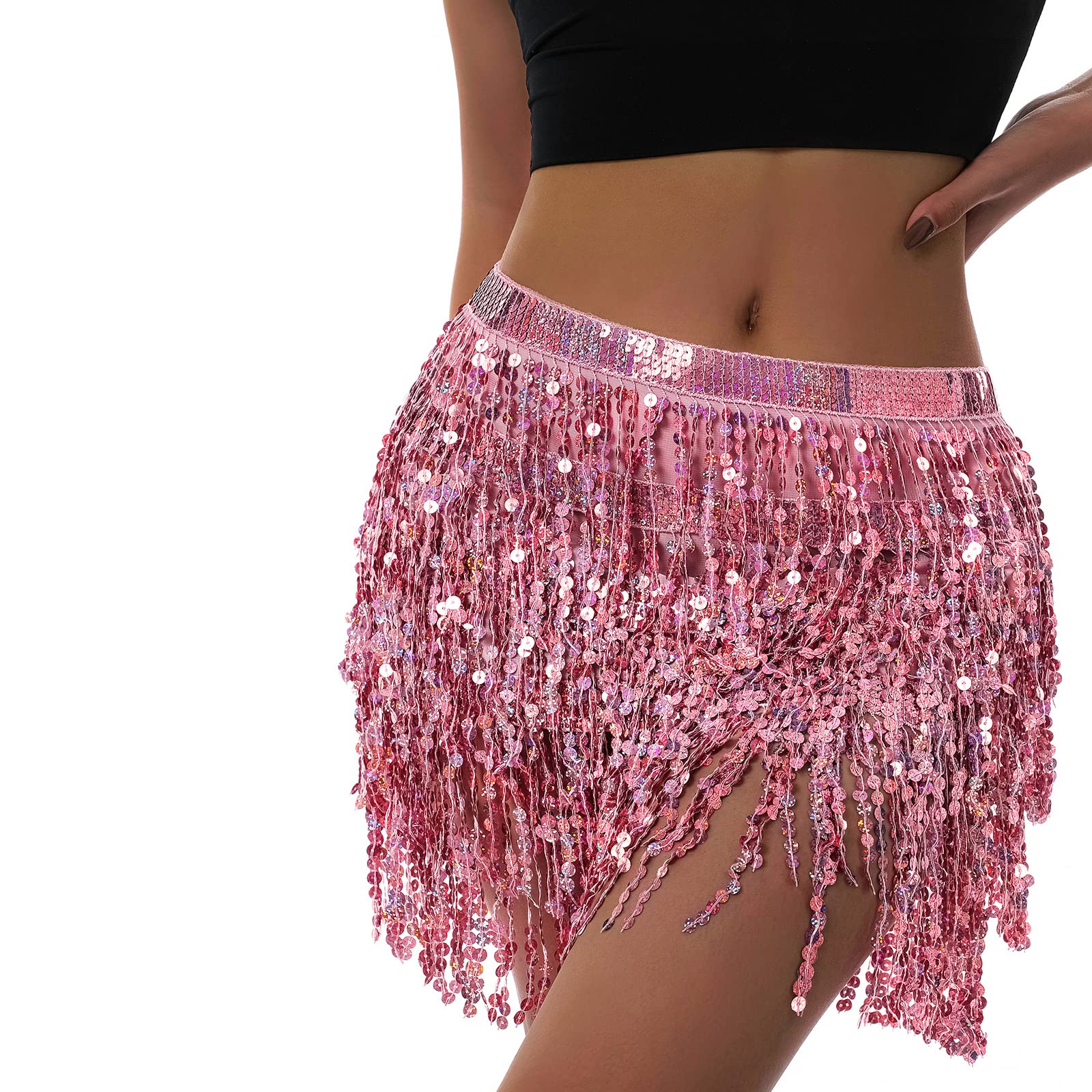 PDYLZWZY Faldas con borlas y lentejuelas para mujeres Falda con flecos para fiestas y discotecas