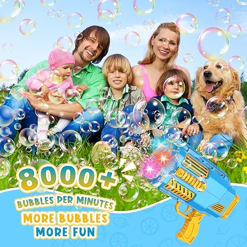 Miniatura 2 de Máquina de burbujas automática para niños, lanzacohetes, soplador de burbujas, llenado automático, más de 8000 burbujas por minuto, juguetes de