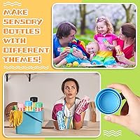 Vista 4 de Hoolerry 16 botellas sensoriales de plástico vacías con tapas, botellas de agua sensoriales de plástico transparente reutilizables para verde